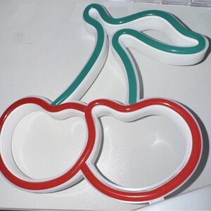Cherry Shaped Neon Style Light Red Green White Plastic Decorative Lamp
